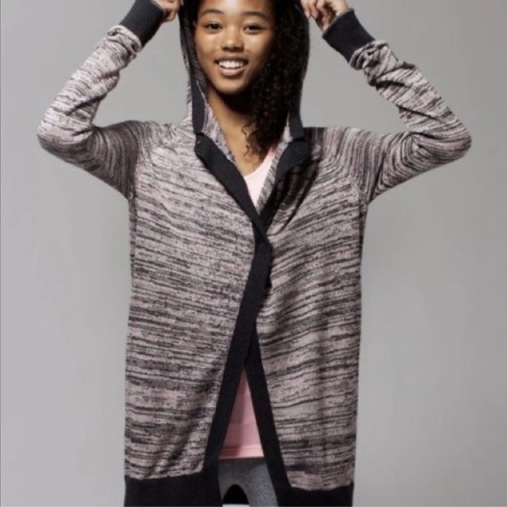 Ivivva by Lululemon space-dye asymmetrical hoodie cardigan sweater girls size 14